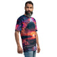 Retro Synthwave style setting sun over black hole Men's t-shirt