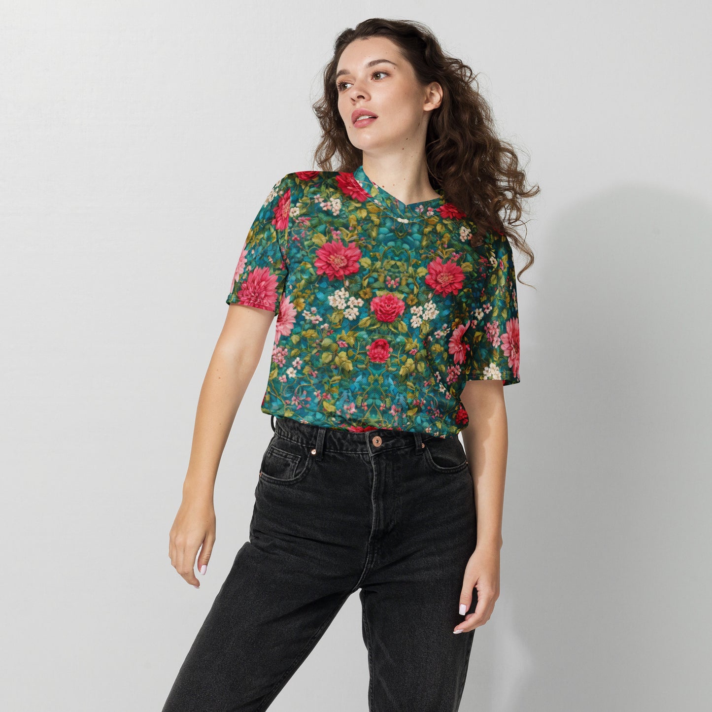 Floral Recycled unisex sports jersey