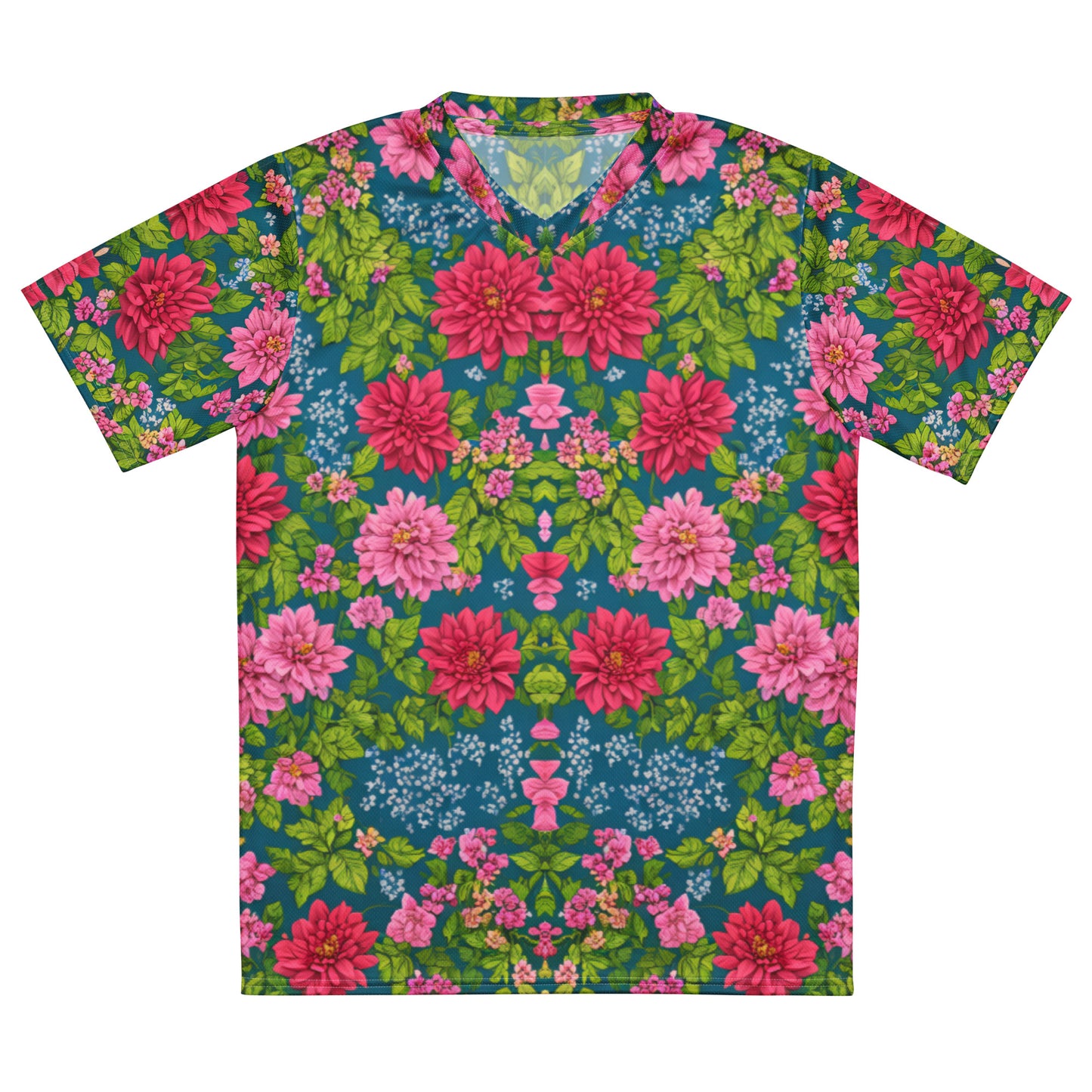 Red Rose Floral Recycled unisex sports jersey