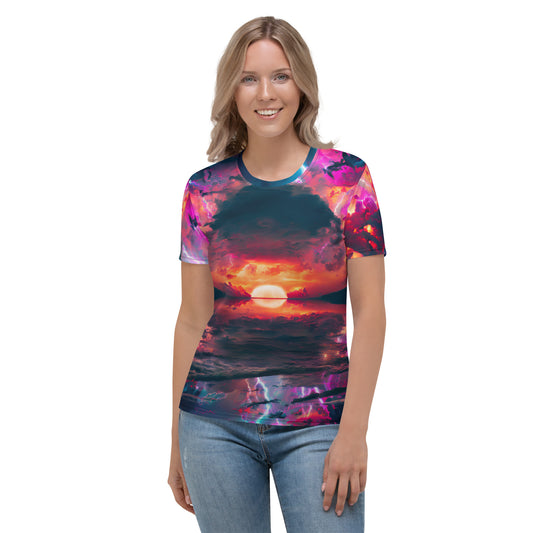 Retro Synthwave style Exoplanet sunrise Women's T-shirt