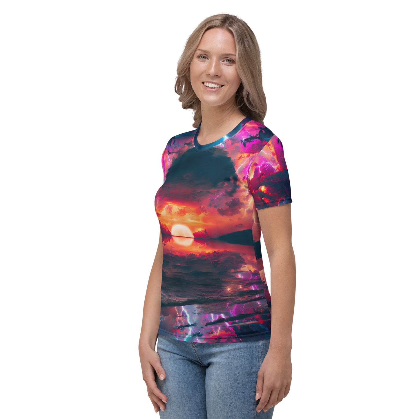 Retro Synthwave style Exoplanet sunrise Women's T-shirt