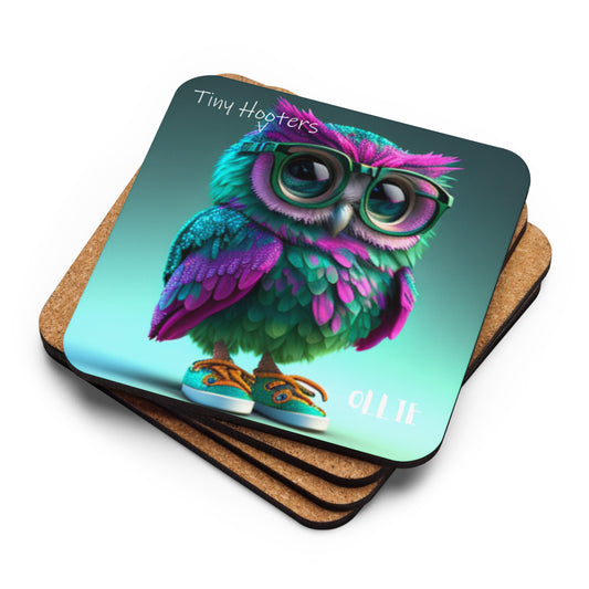 Owl Little Hooters Ollie : Cork-back coaster