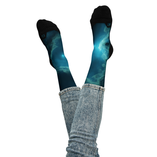 Blue Two Nebula Style Design Basketball socks