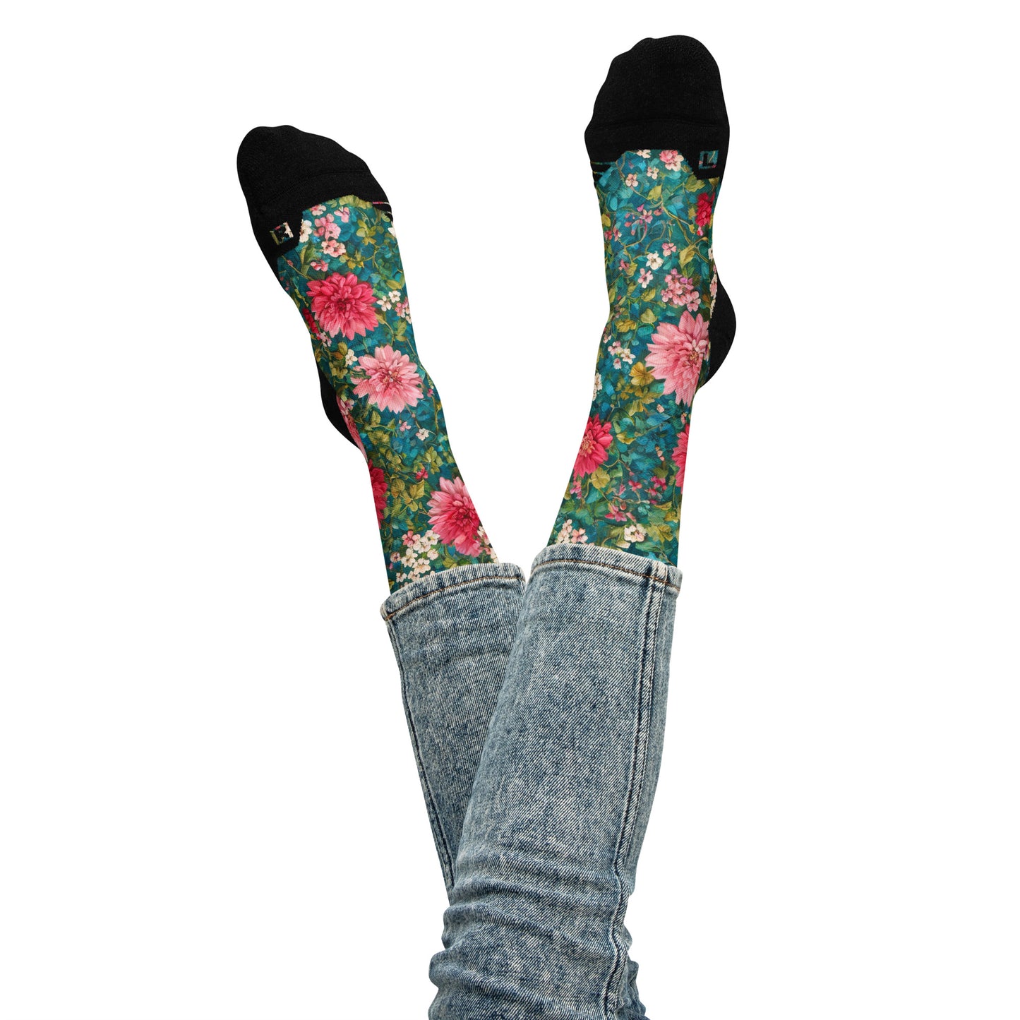 Vintage Flowers Basketball socks
