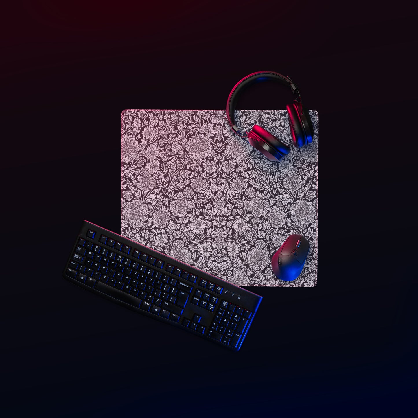 Monochrome Floral : Gaming mouse pad