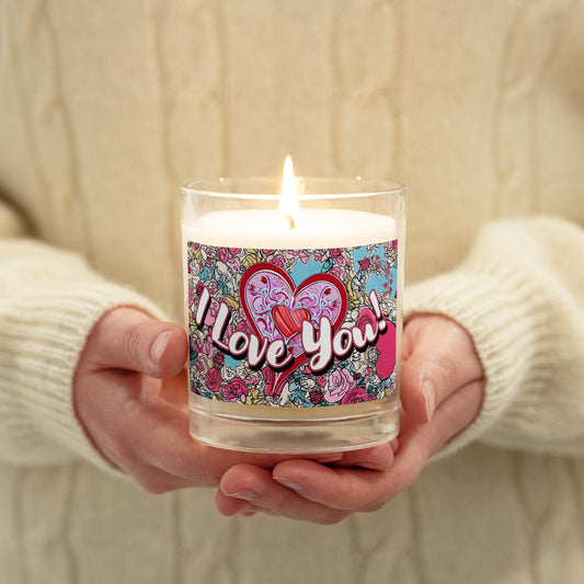 I Love You : Glass jar soy wax candle