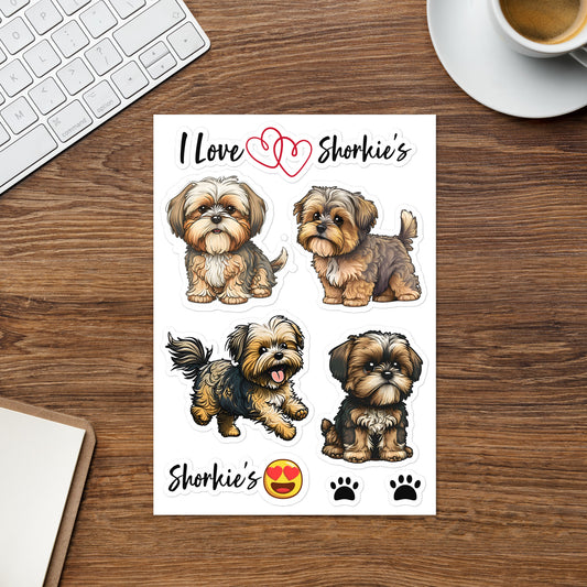 I Love Shorkie's Sticker sheet