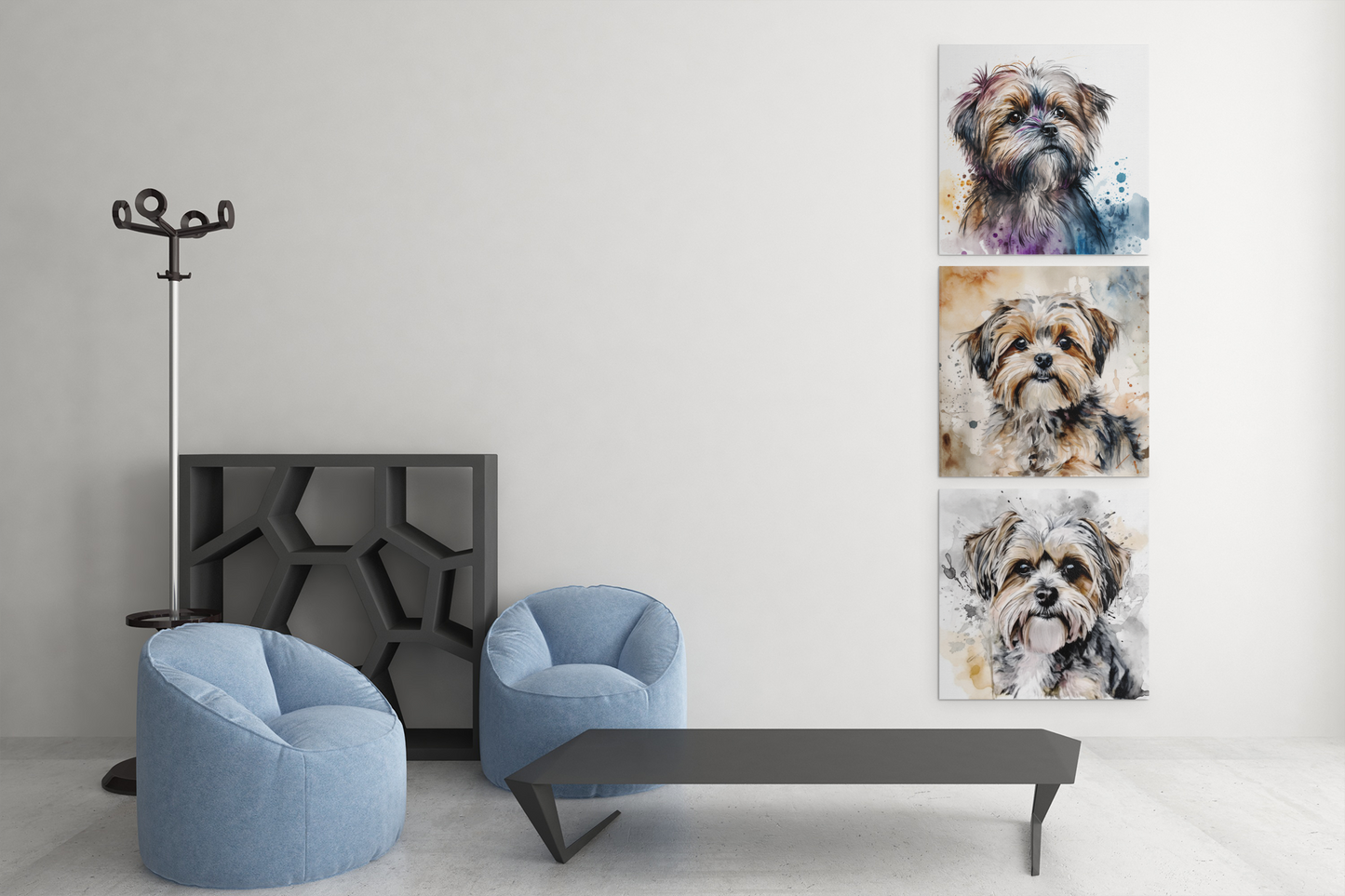 Shorkie Dog (b) Watercolor Wood Prints