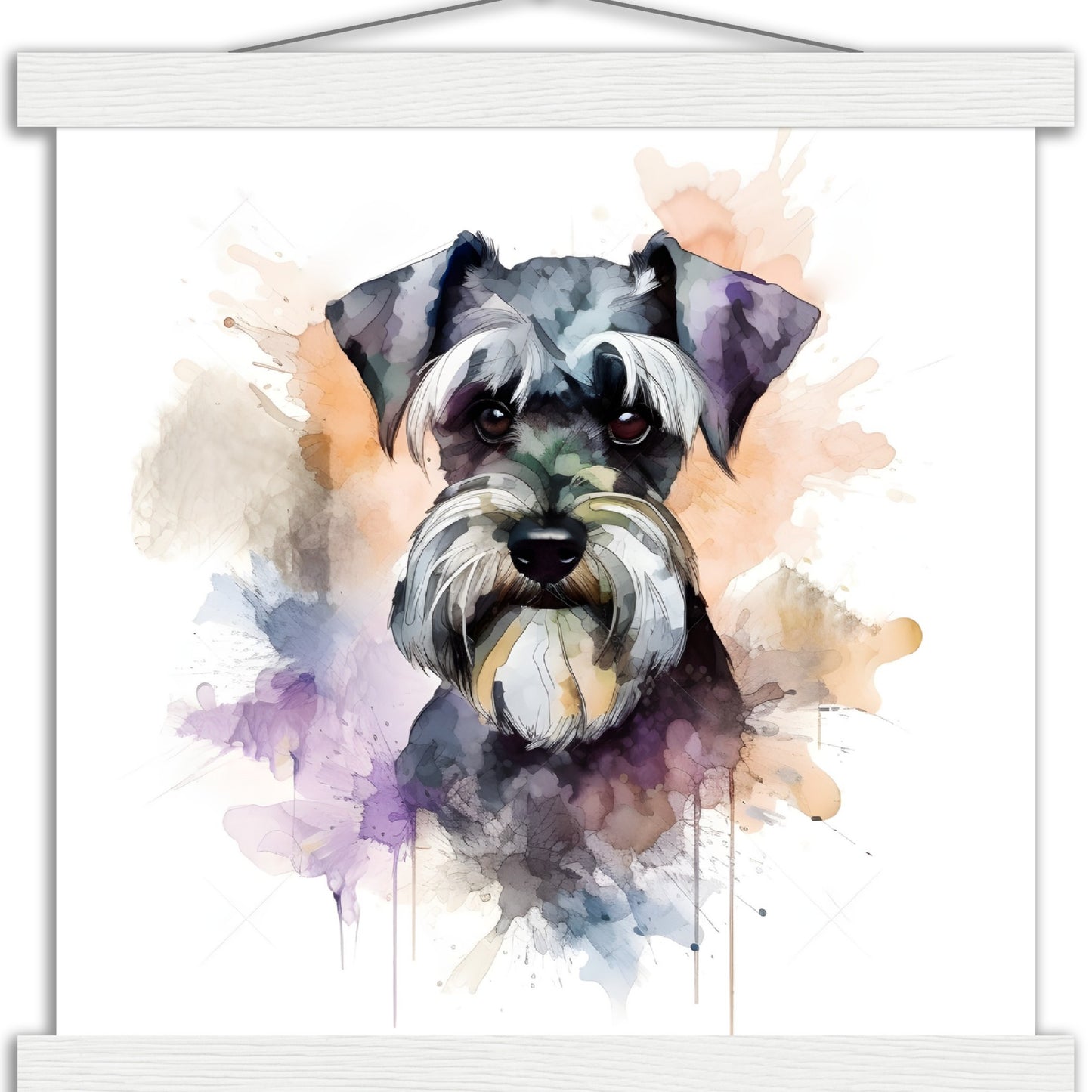 Miniature Schnauzer Dog Watercolor Premium Matte Paper Poster with Hanger