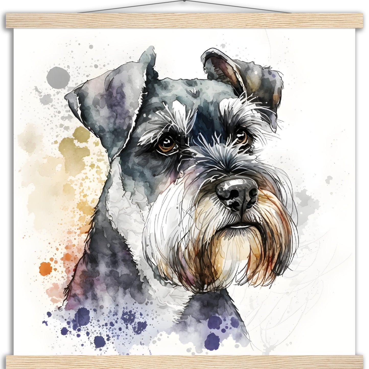 Miniature Schnauzer Dog Watercolor Premium Matte Paper Poster with Hanger