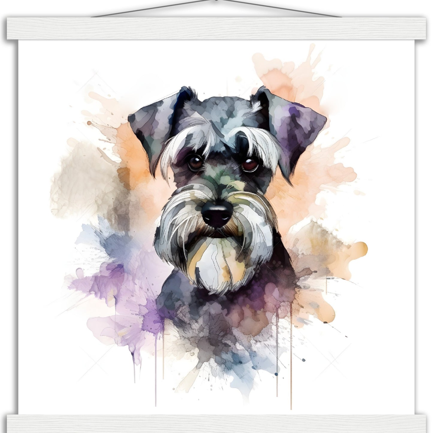 Miniature Schnauzer Dog Watercolor Premium Matte Paper Poster with Hanger