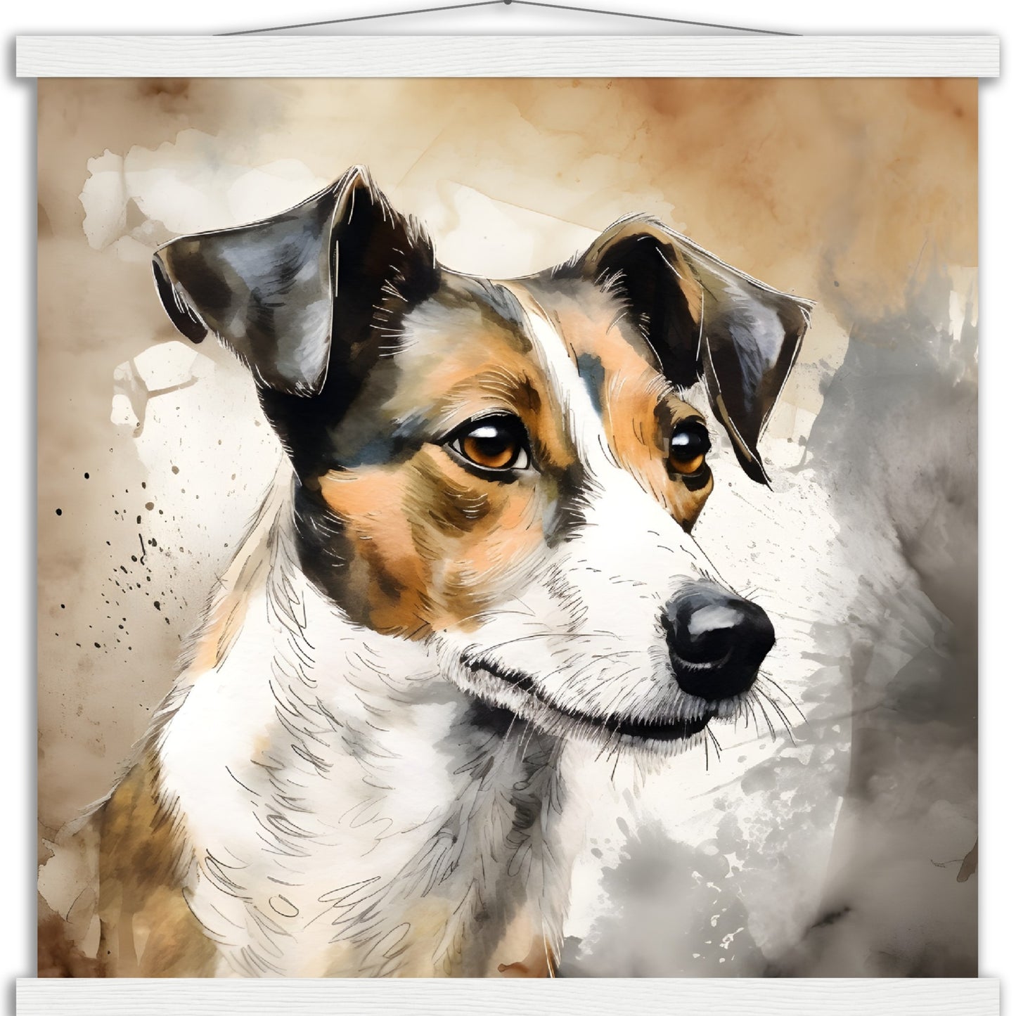Jack Russell Dog (b) Watercolor Premium Matte Paper Poster with Hanger