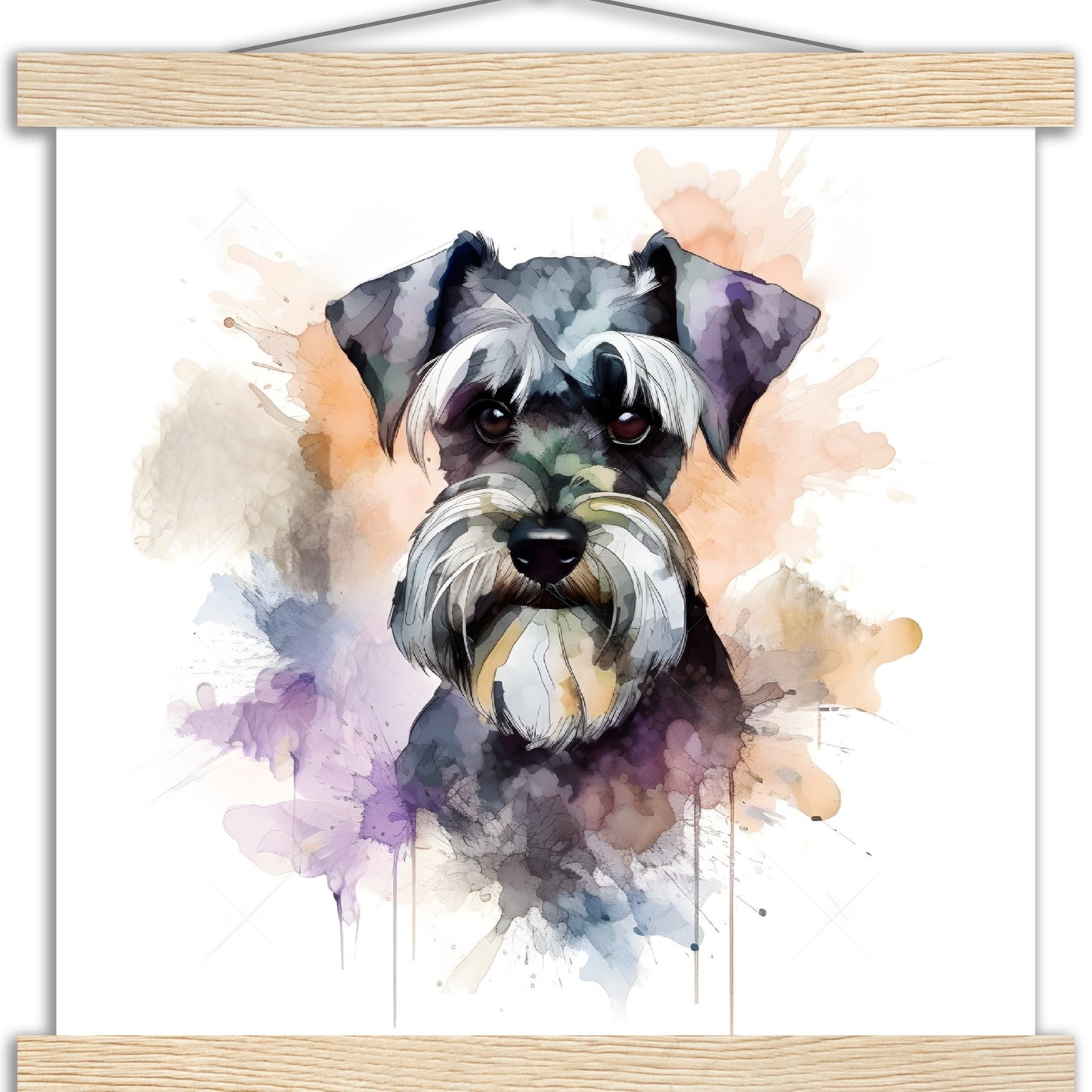 Miniature Schnauzer Dog Watercolor Premium Matte Paper Poster with Hanger