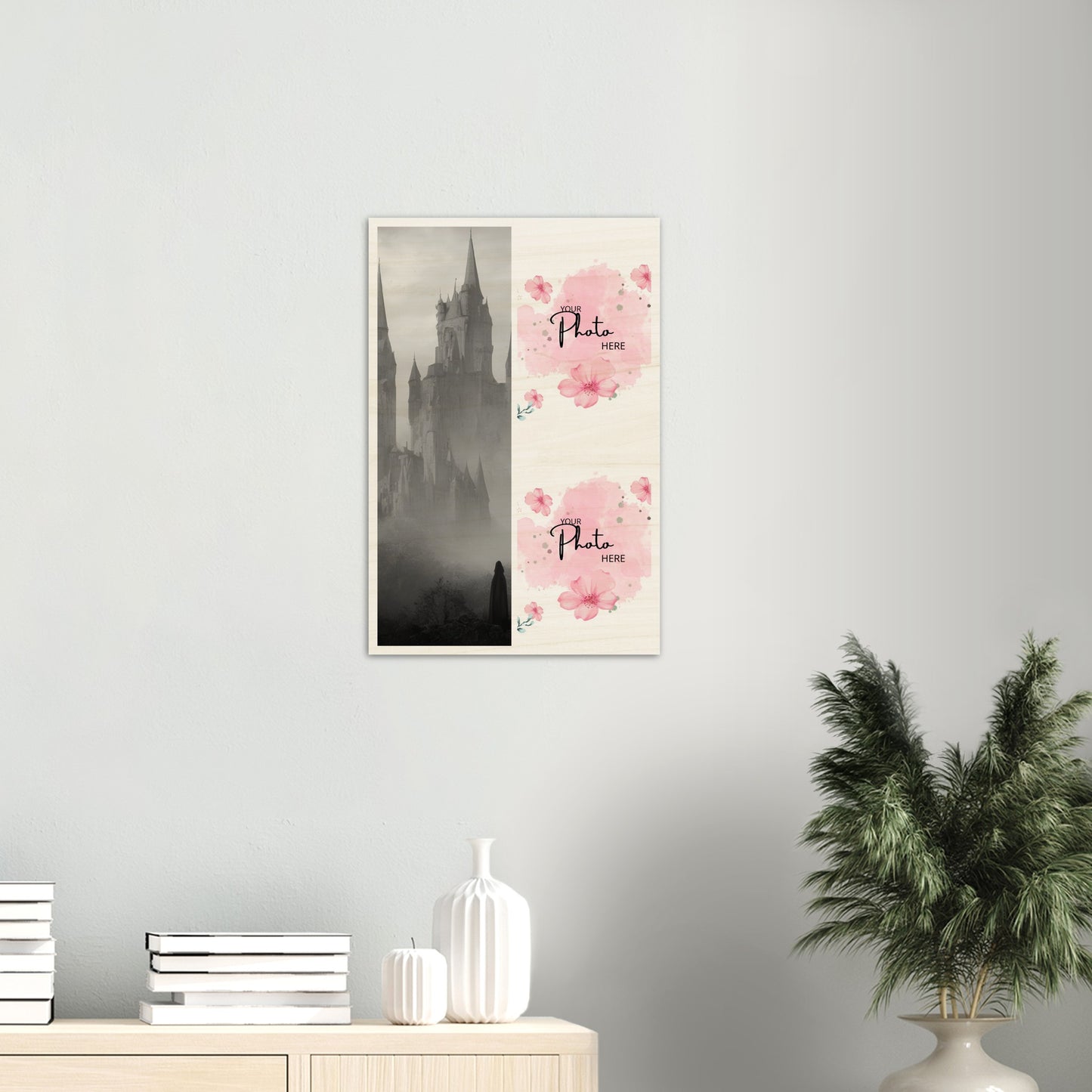Wood Prints : Twin Photo Display (Personalised Mothers Day) Castle Mist.