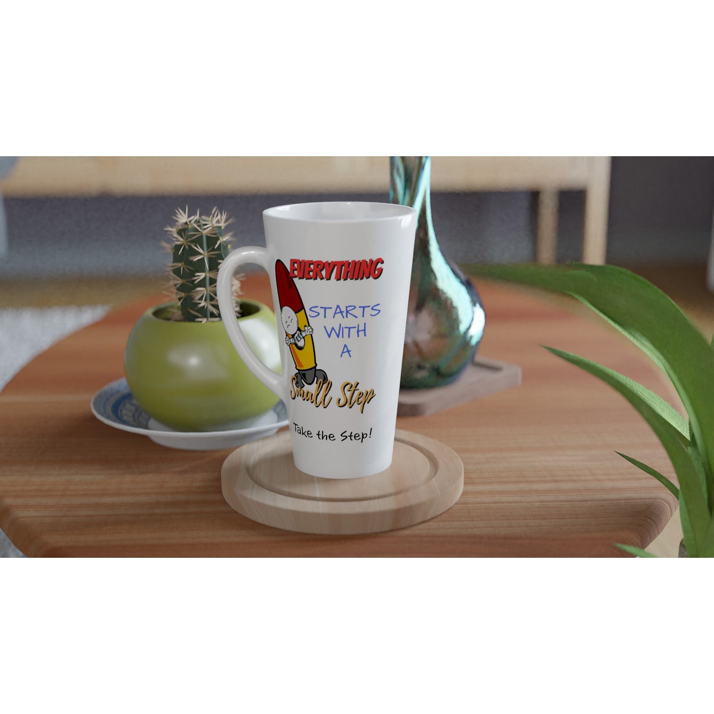 Everythings Starts With a Small Step, Take The Step : White Latte 17oz Ceramic Mug