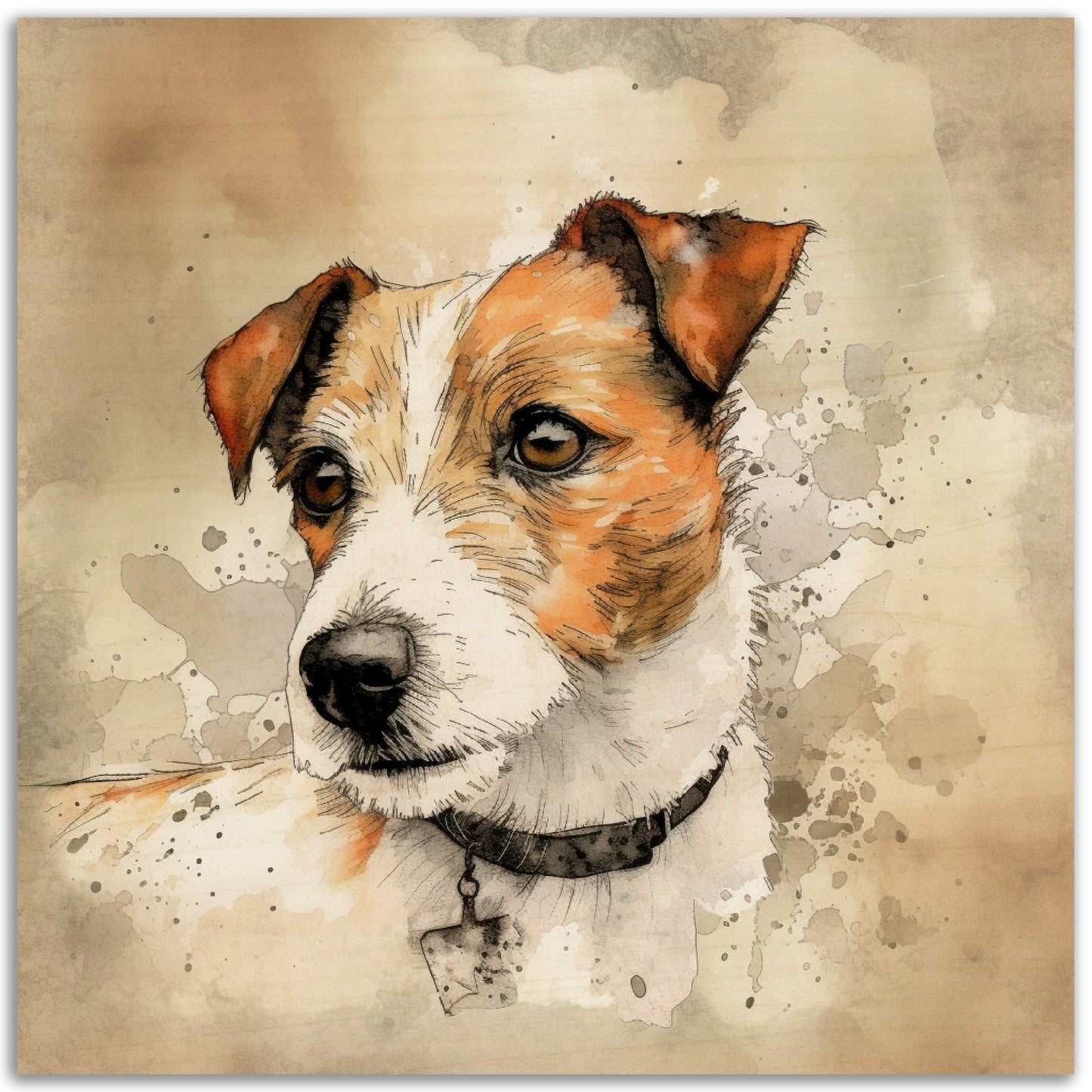 Jack Russell Dog (b) Watercolor Wood Prints