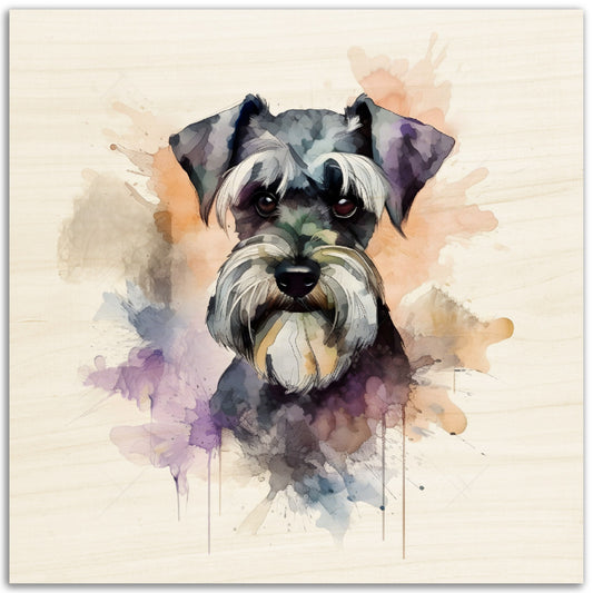 Miniature Schnauzer Dog Watercolor Wood Prints