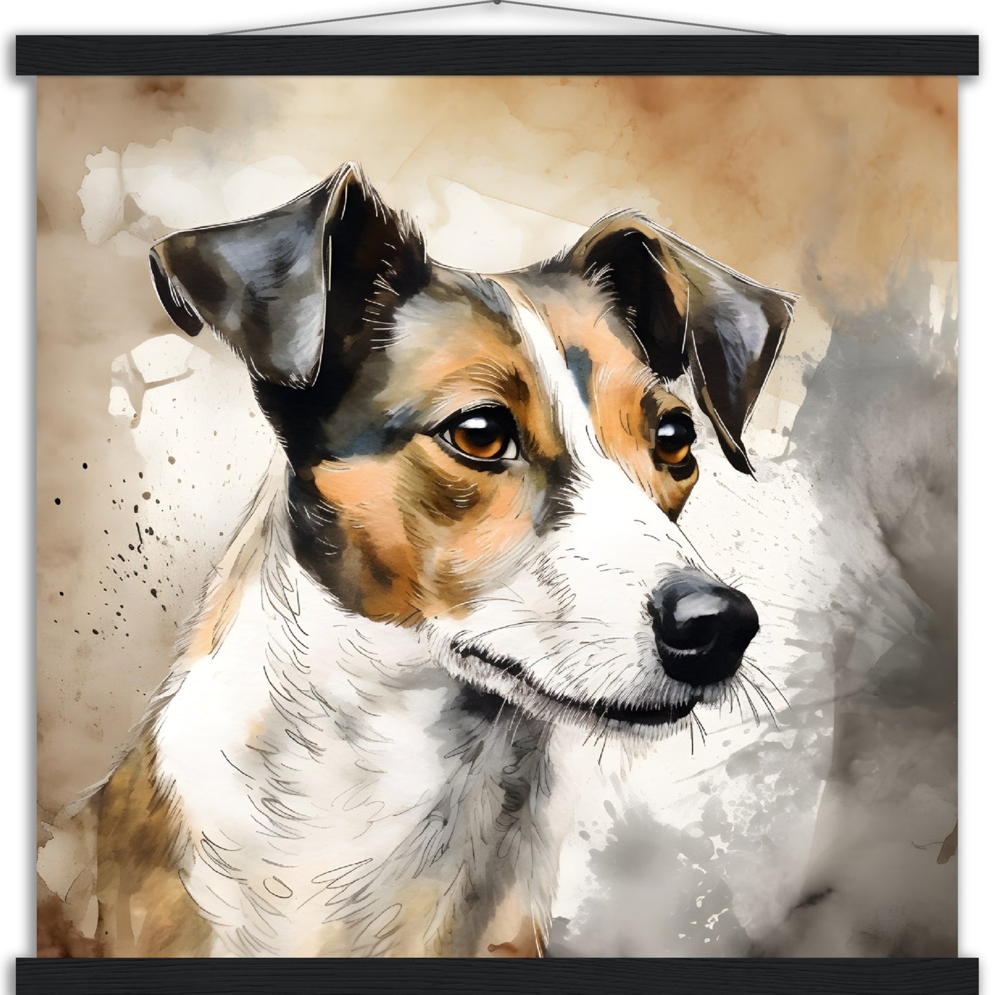 Jack Russell Dog (b) Watercolor Premium Matte Paper Poster with Hanger