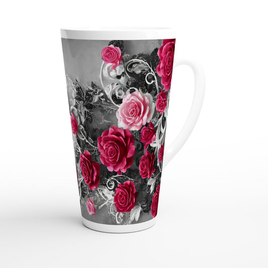 Classic Floral :  White Latte 17oz Ceramic Mug