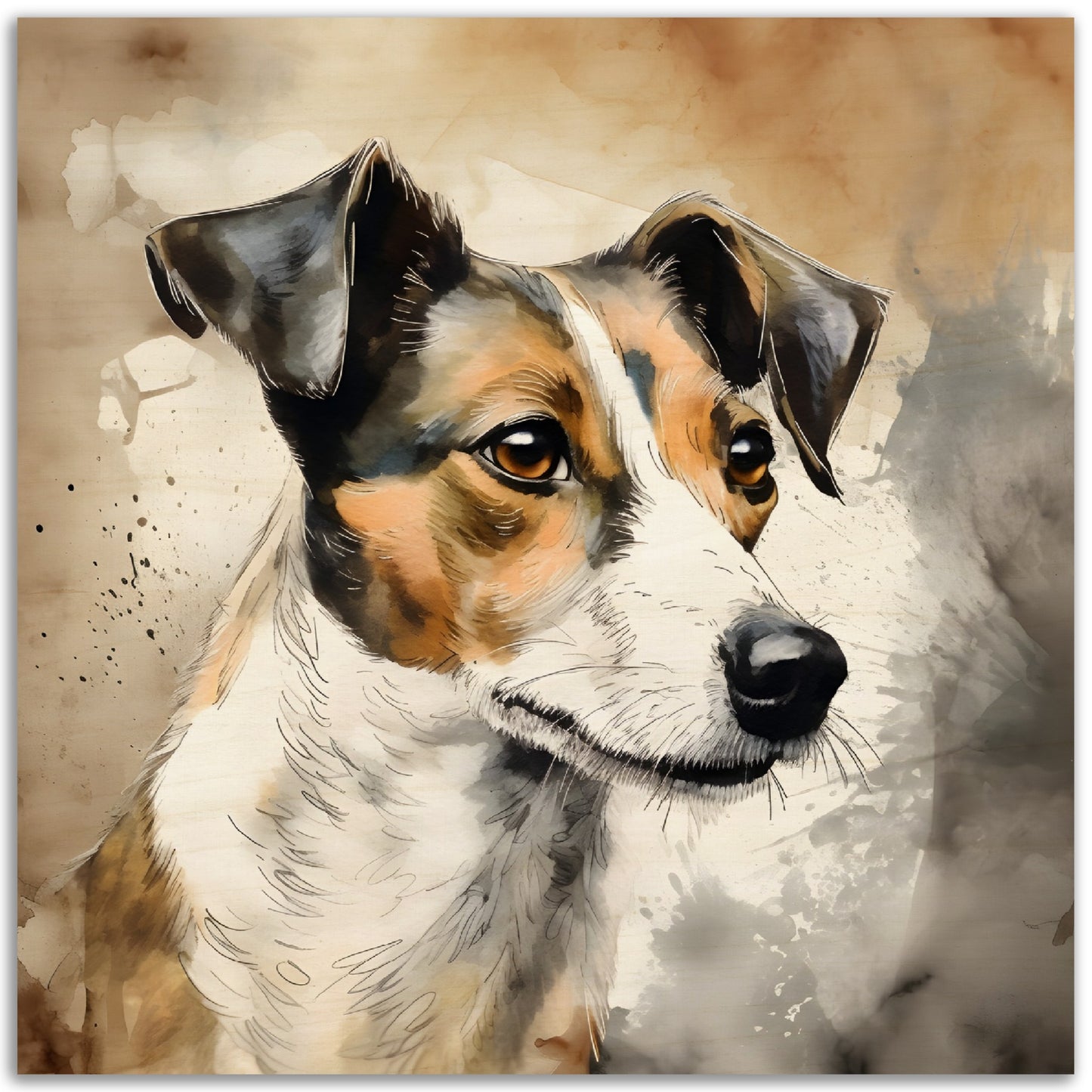 Jack Russell Dog (c) Watercolor Wood Prints