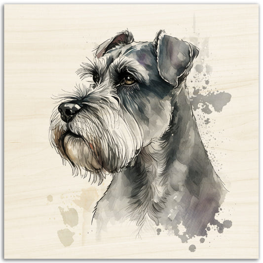 Miniature Schnauzer Dog Watercolor Wood Prints