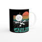 Space Cadet Chillin : Fun Black & White 11oz Ceramic Mug