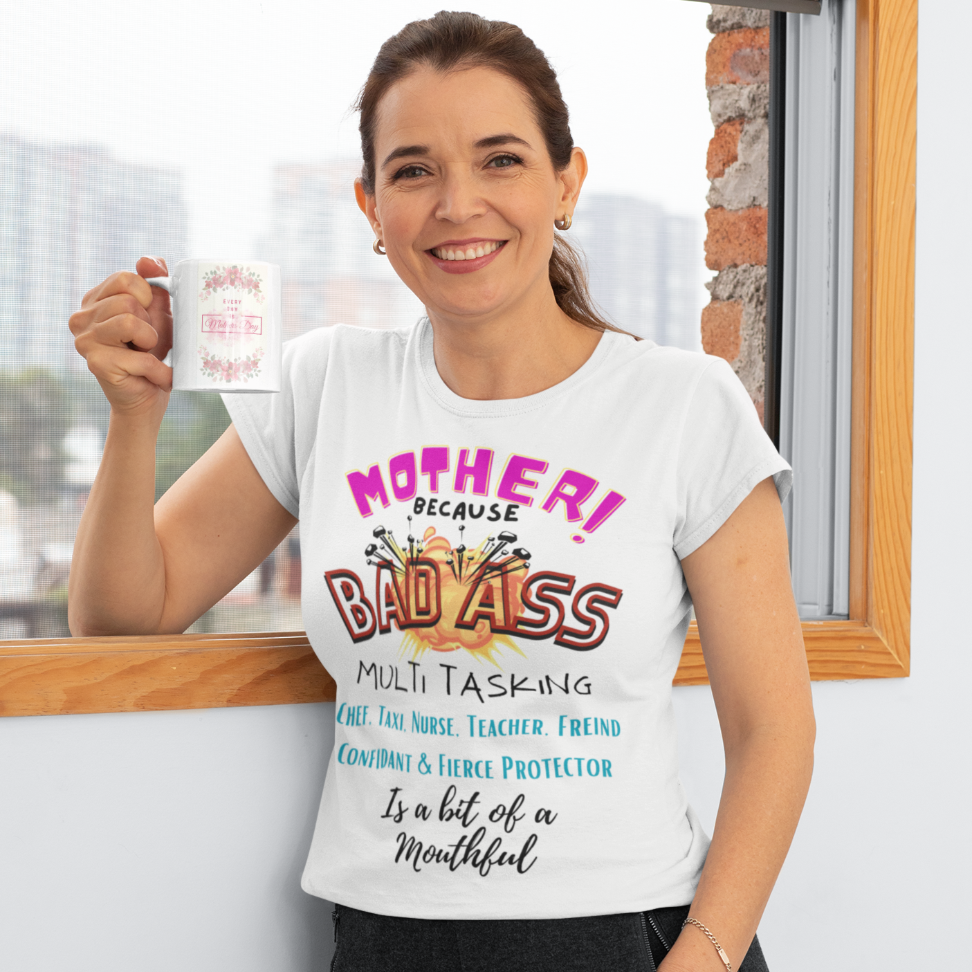 Mother is a Bad Ass : Premium Womens Crewneck T-shirt