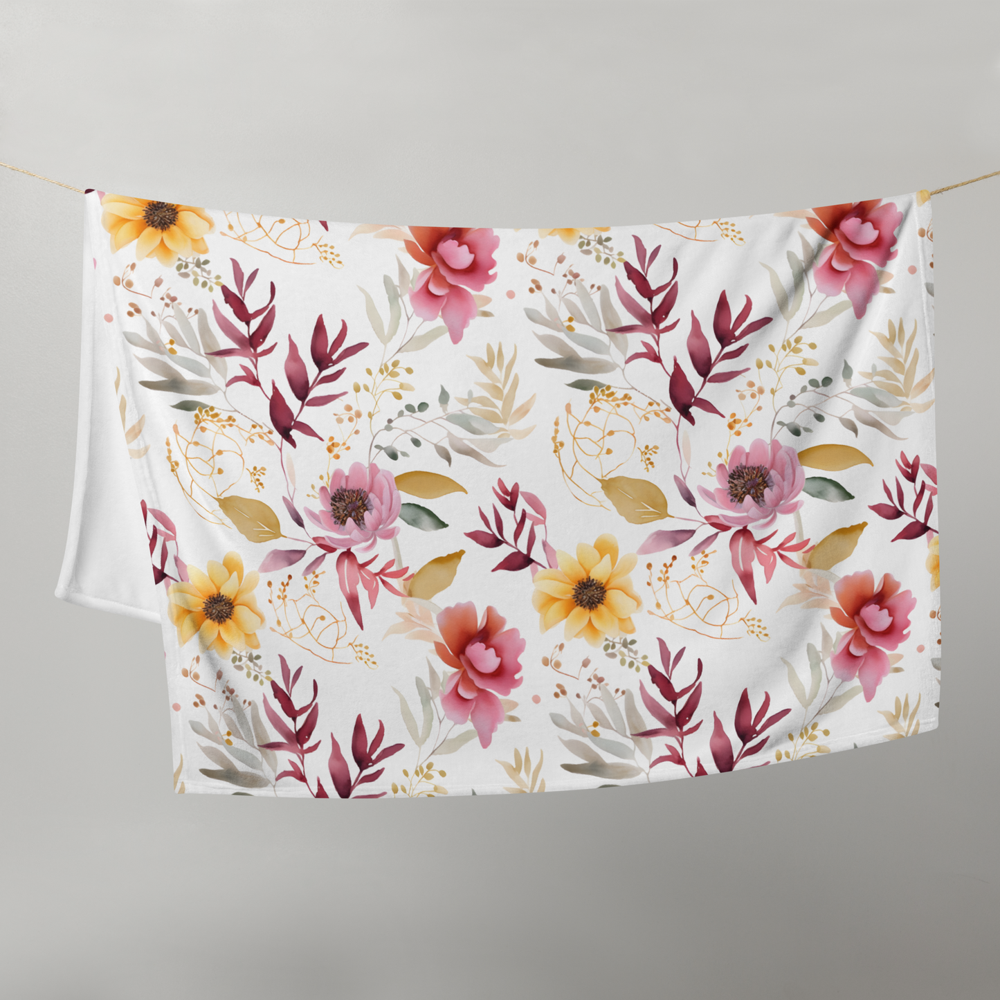 Watercolour Floral Pattern Beautiful Throw Blanket