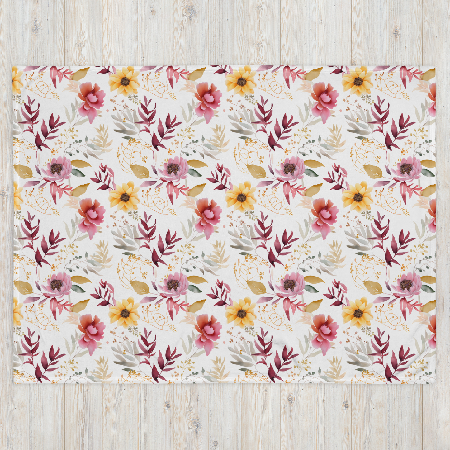 Watercolour Floral Pattern Beautiful Throw Blanket