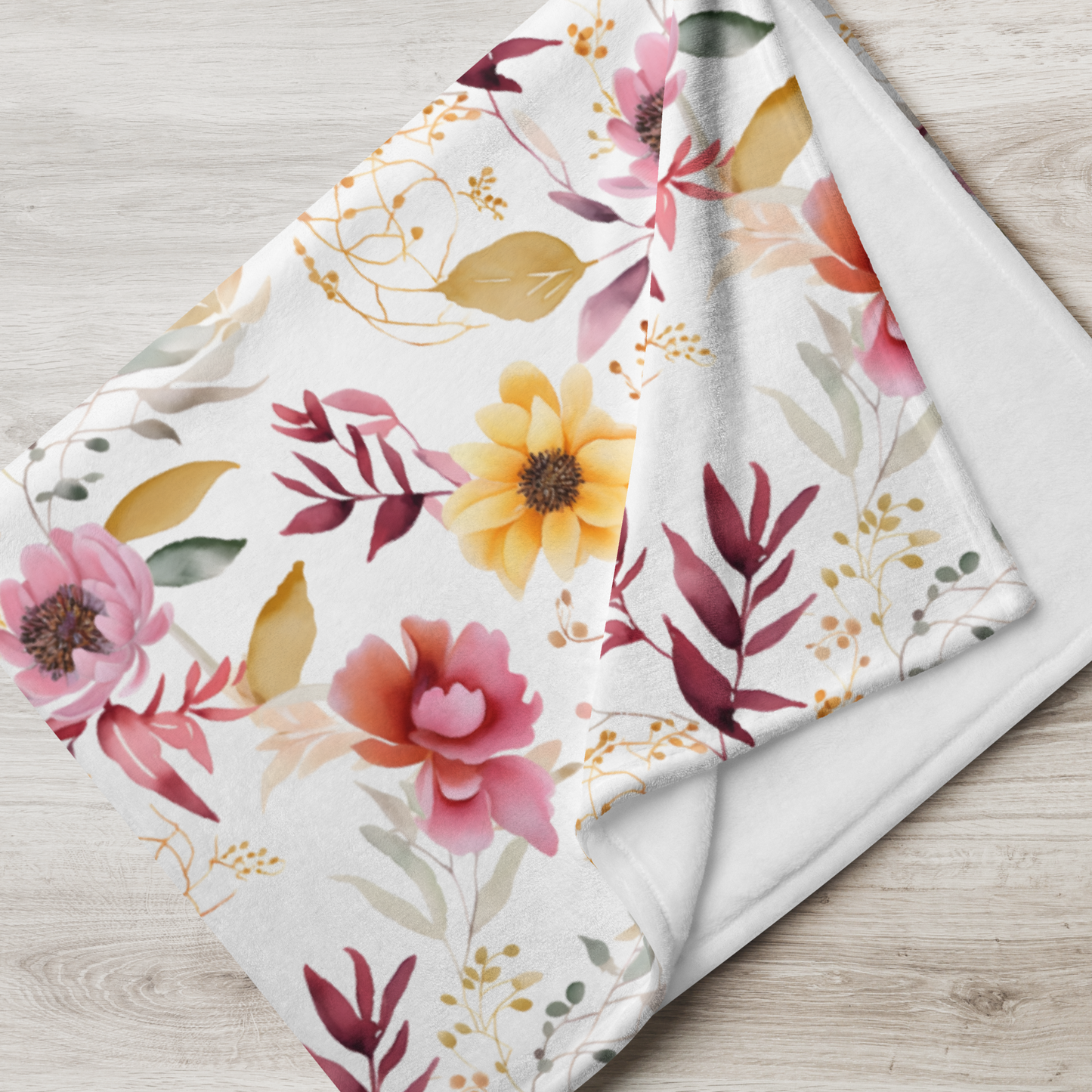 Watercolour Floral Pattern Beautiful Throw Blanket