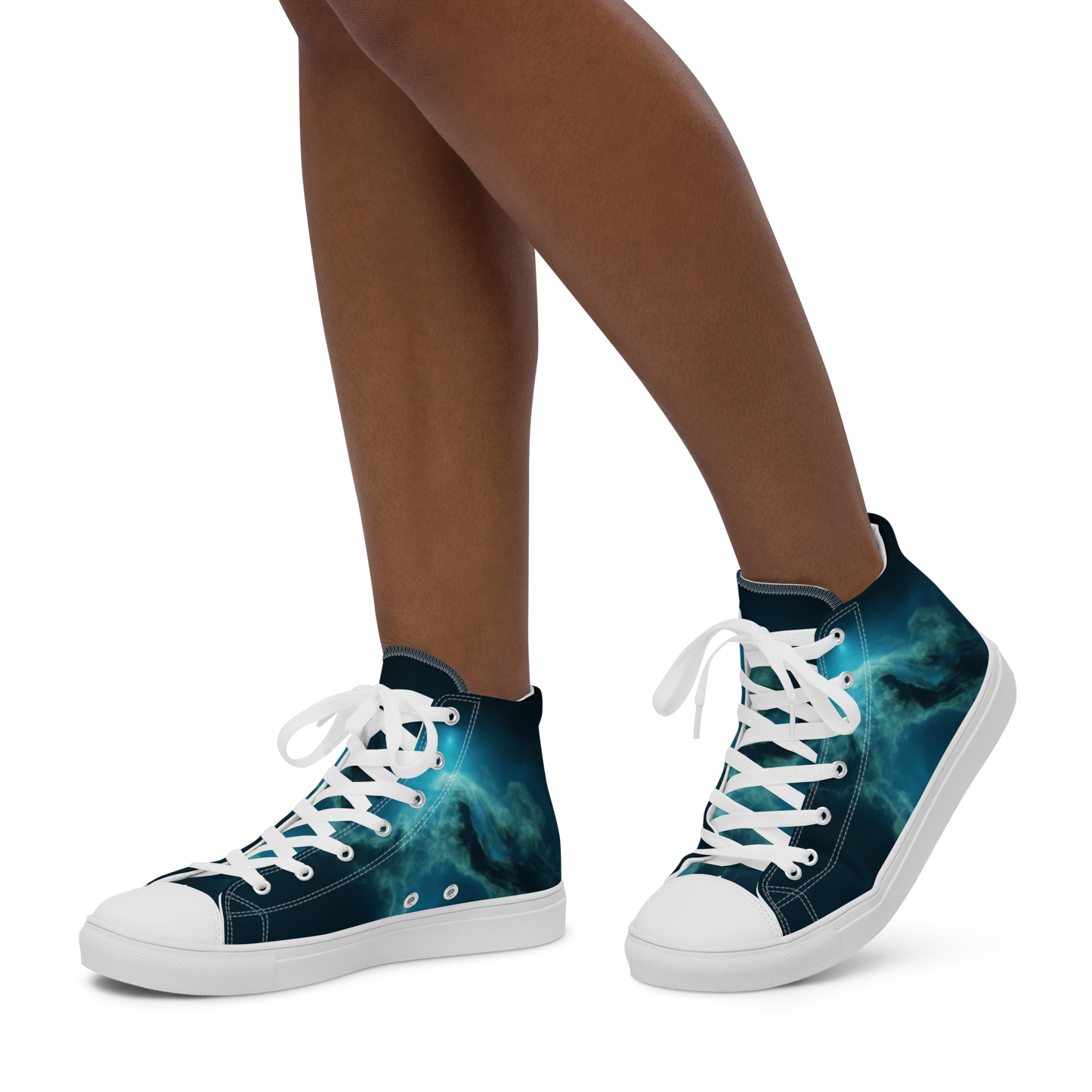 'Blue Two' Nebula Style Design Women’s high top canvas shoes