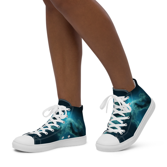 'Blue Two' Nebula Style Design Women’s high top canvas shoes