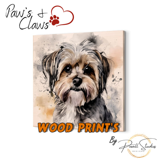 Shorkie Dog Watercolor Wood Prints