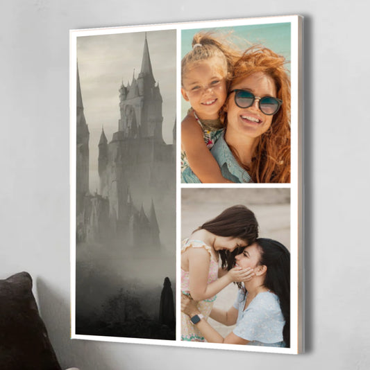 Wood Prints : Twin Photo Display (Personalised Mothers Day) Castle Mist.